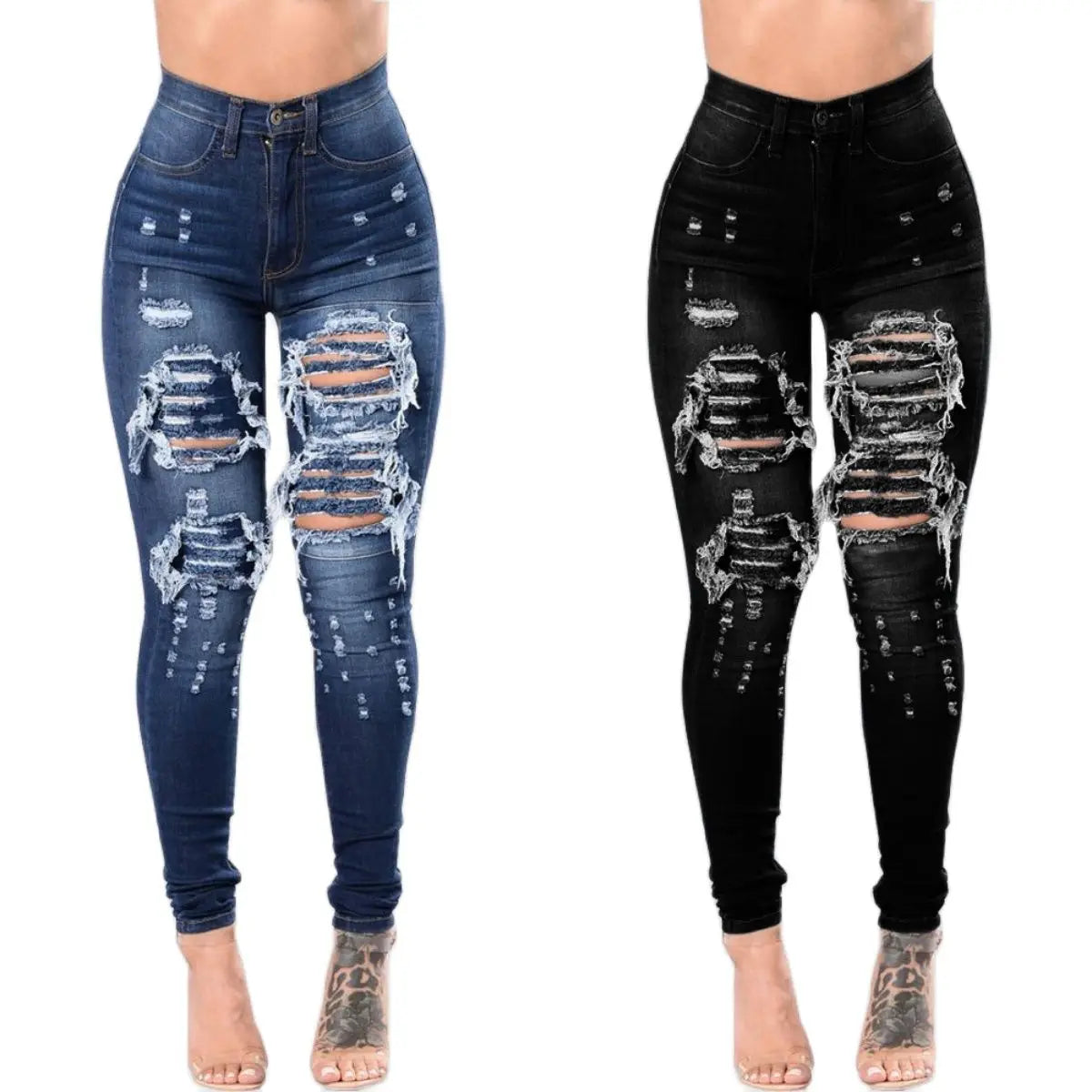High Waist Ripped Skinny Jeans – Modische Stretch-Jeans für Damen